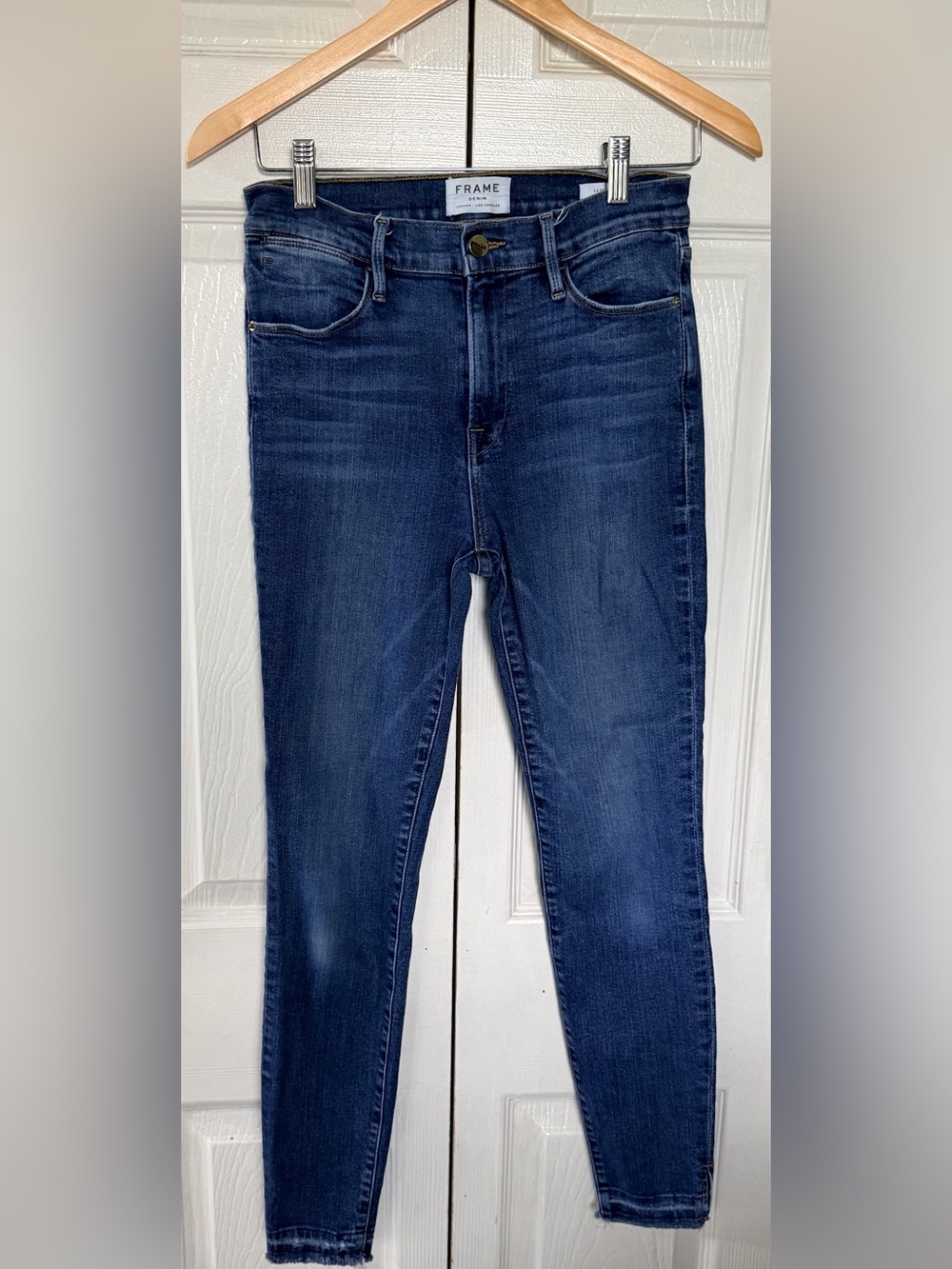FRAME Le High Skinny Jeans Size 28 Ferdinand Wash Raw Hem Ankle Skinny